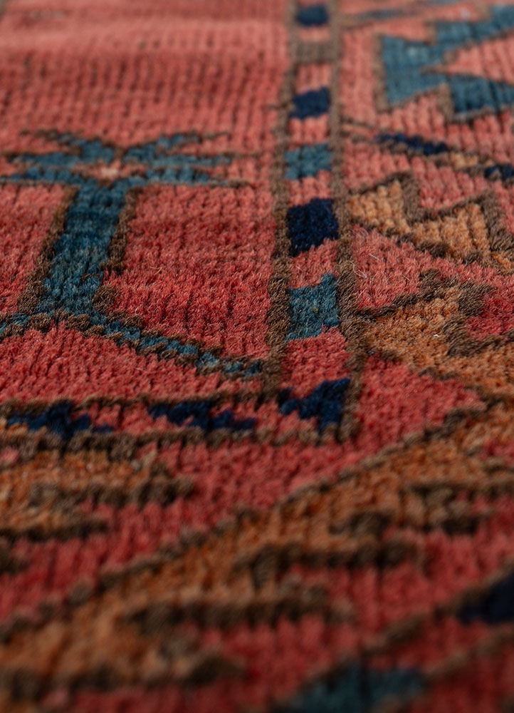 kiaan red and orange wool hand knotted Rug - CloseUp