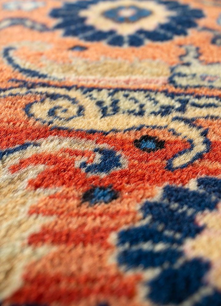 aalam beige and brown wool hand knotted Rug - CloseUp