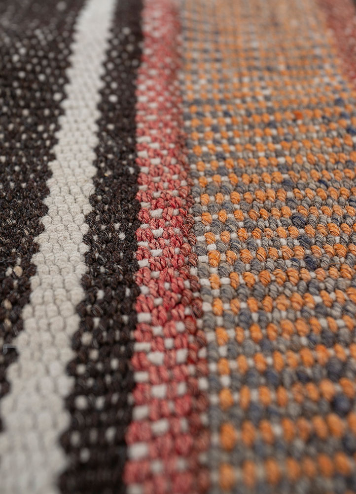nuray beige and brown wool hand knotted Rug - CloseUp