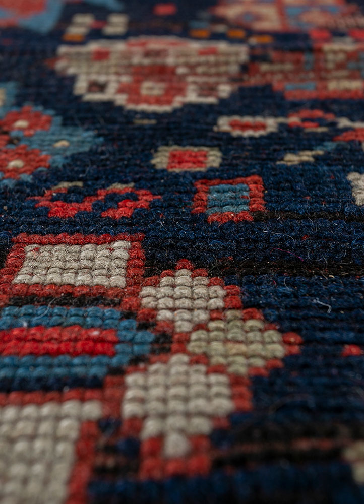 nuray red and orange wool hand knotted Rug - CloseUp
