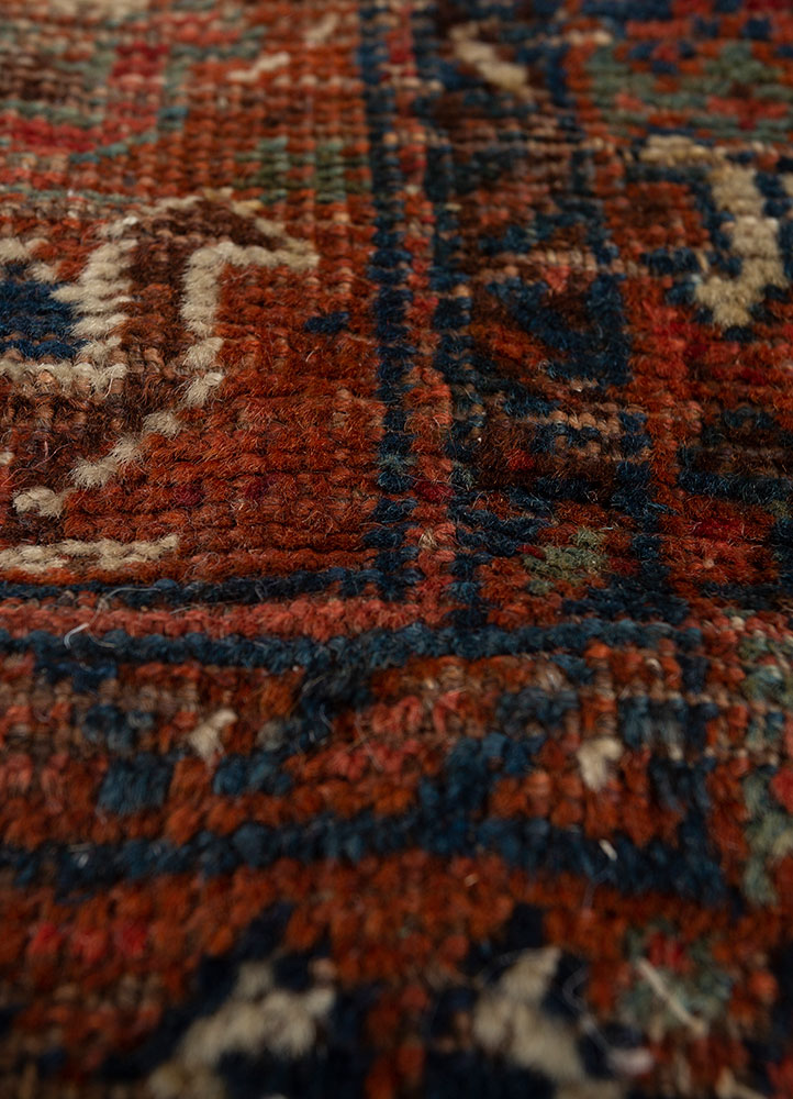 aalam blue wool hand knotted Rug - CloseUp