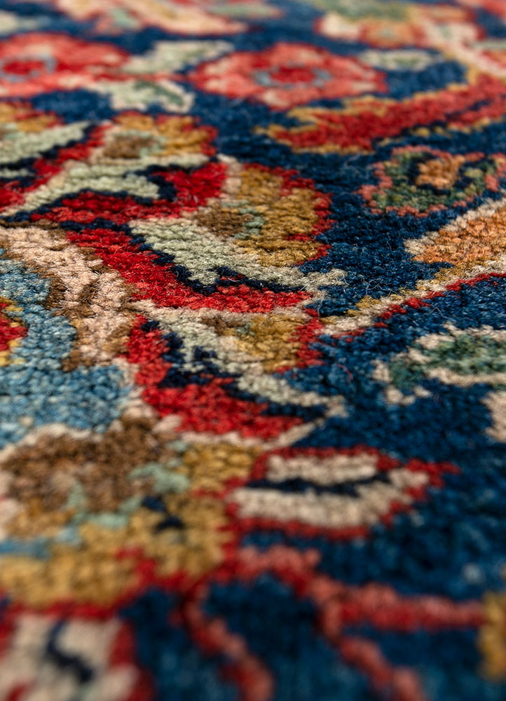 aalam red and orange wool hand knotted Rug - CloseUp