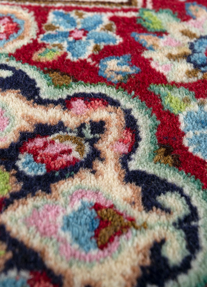 aalam blue wool hand knotted Rug - CloseUp