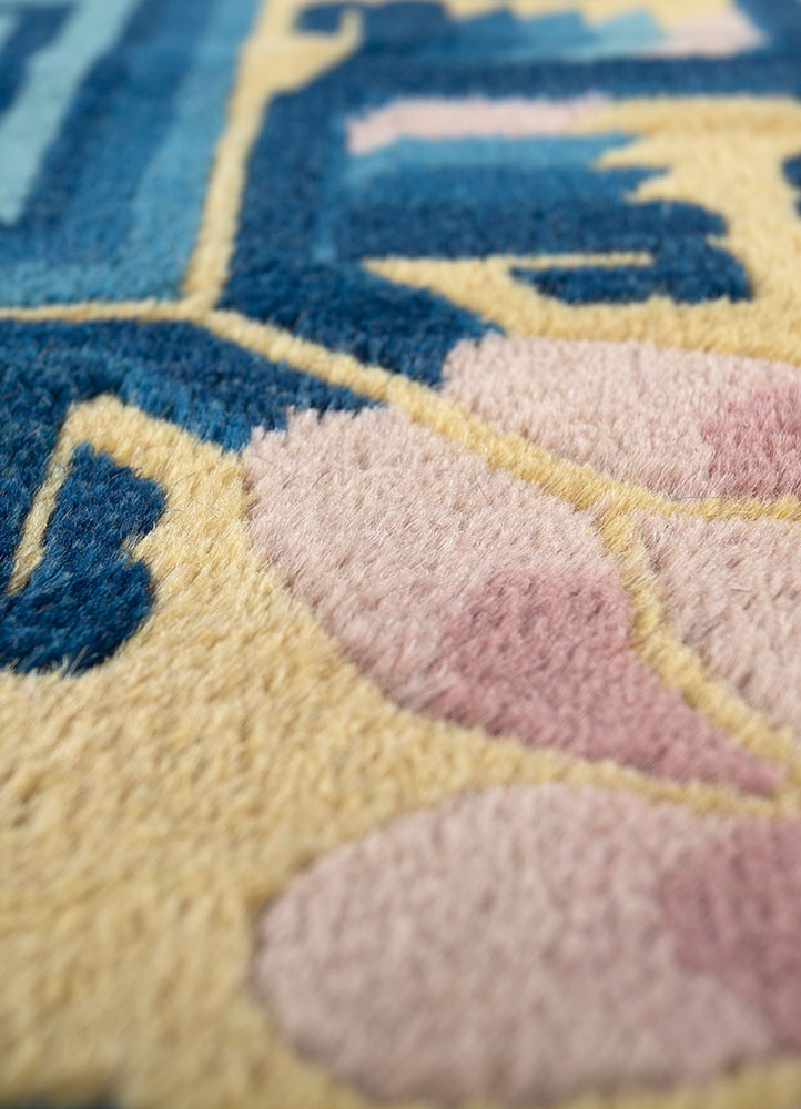 pechino gold wool hand knotted Rug - CloseUp