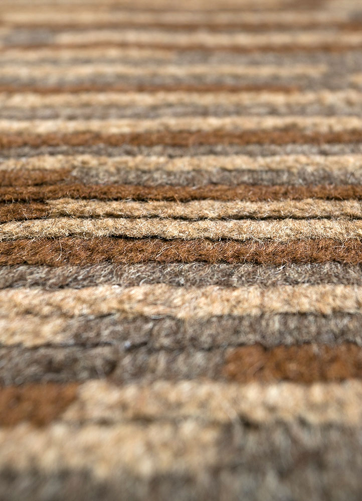 nuray beige and brown wool hand knotted Rug - CloseUp