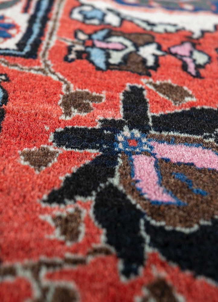 aalam blue wool hand knotted Rug - CloseUp