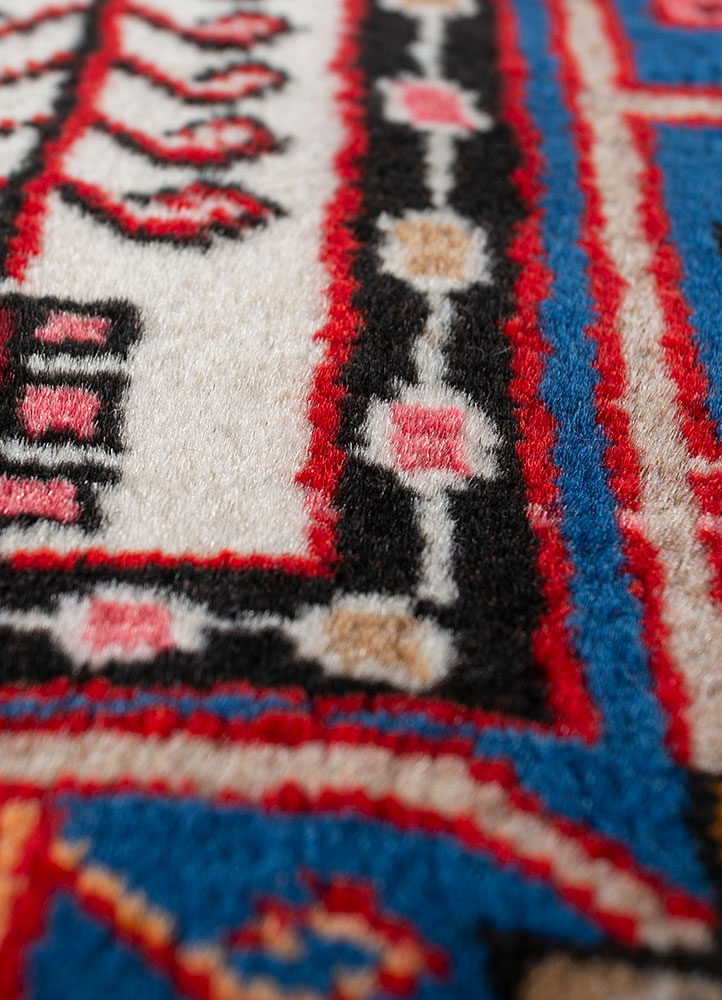 nuray red and orange wool hand knotted Rug - CloseUp
