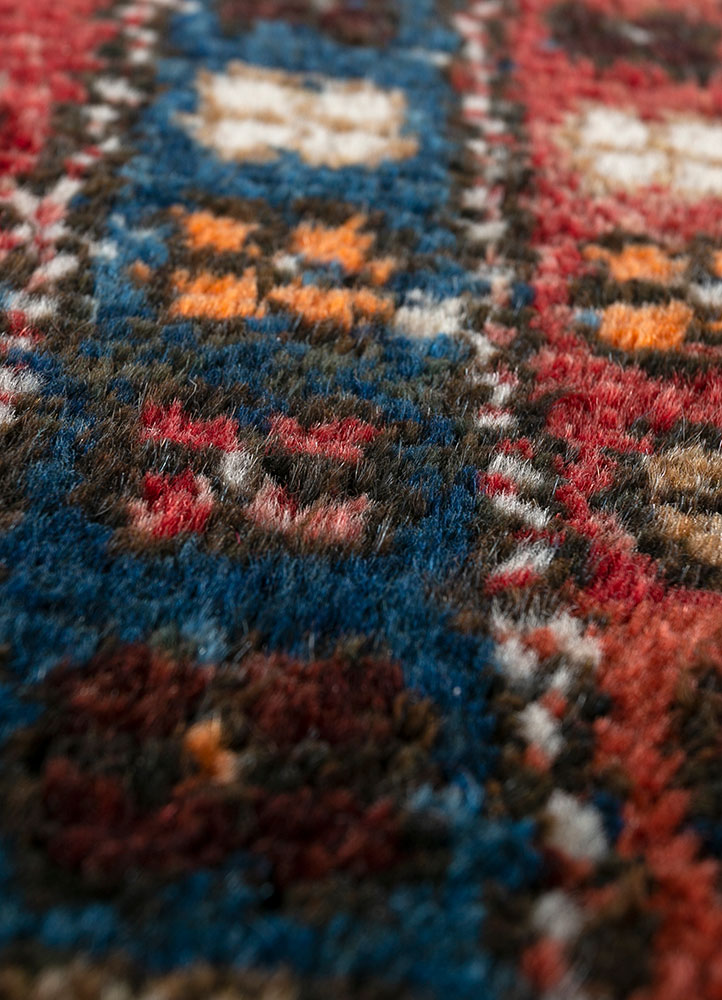 nuray red and orange wool hand knotted Rug - CloseUp