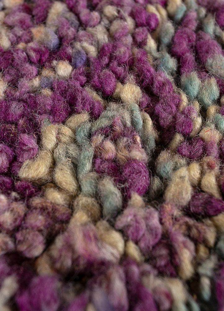 nuray pink and purple wool hand knotted Rug - CloseUp