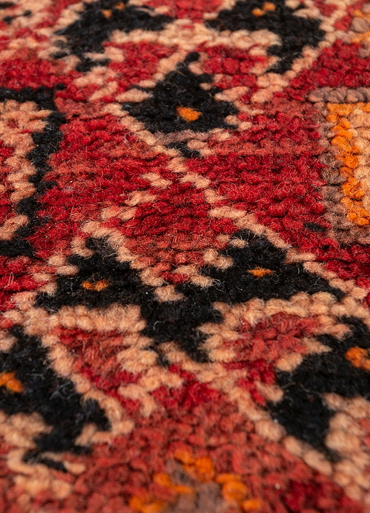 nuray red and orange wool hand knotted Rug - CloseUp