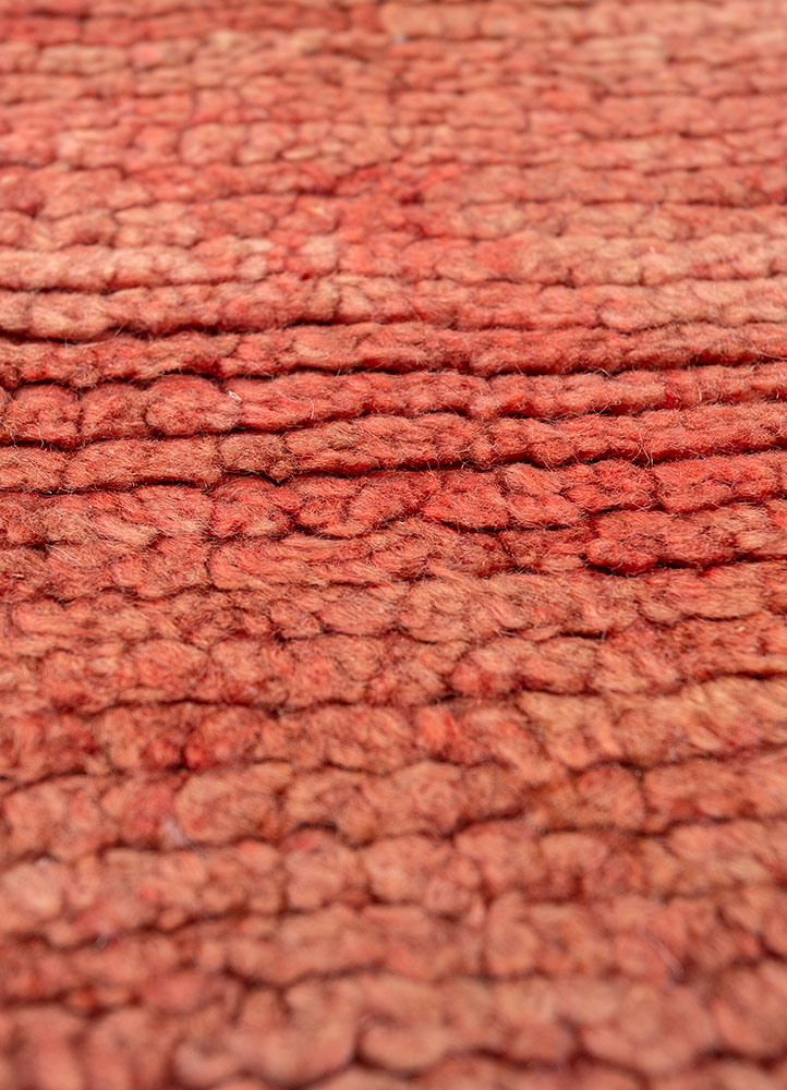 nuray red and orange wool hand knotted Rug - CloseUp