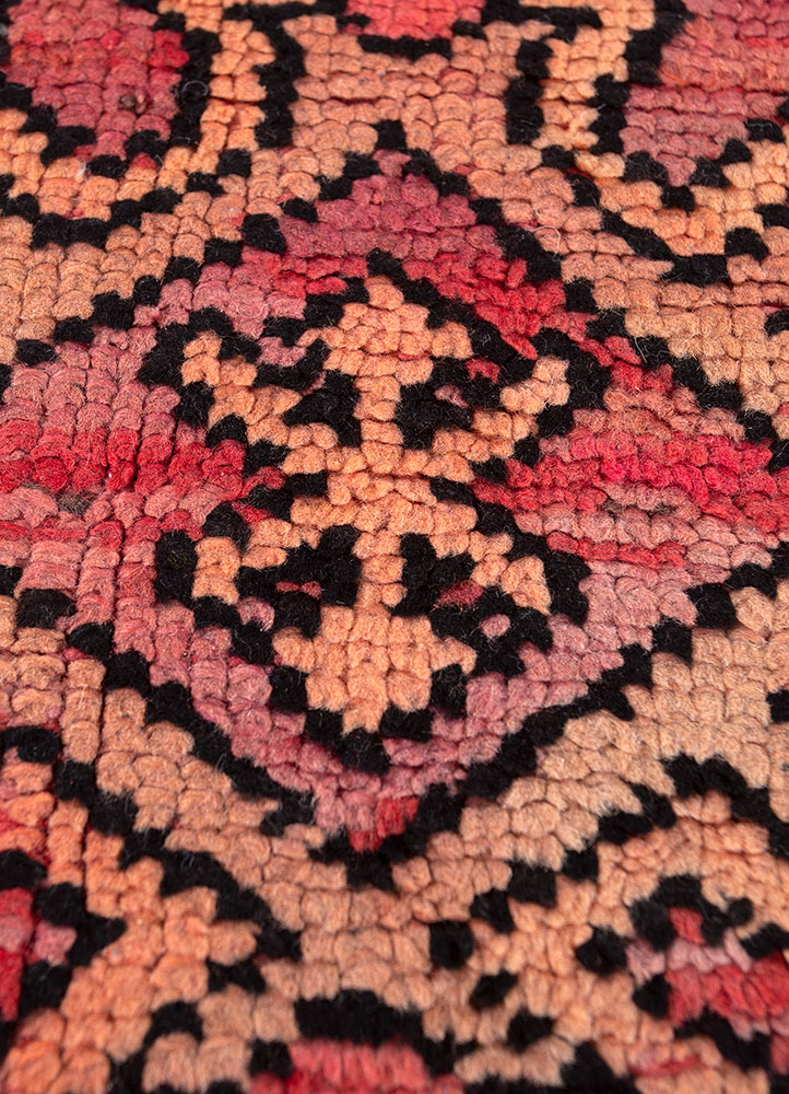 nuray red and orange wool hand knotted Rug - CloseUp