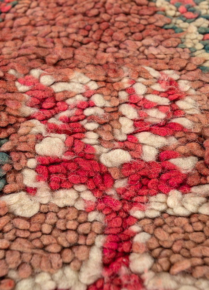 nuray red and orange wool hand knotted Rug - CloseUp