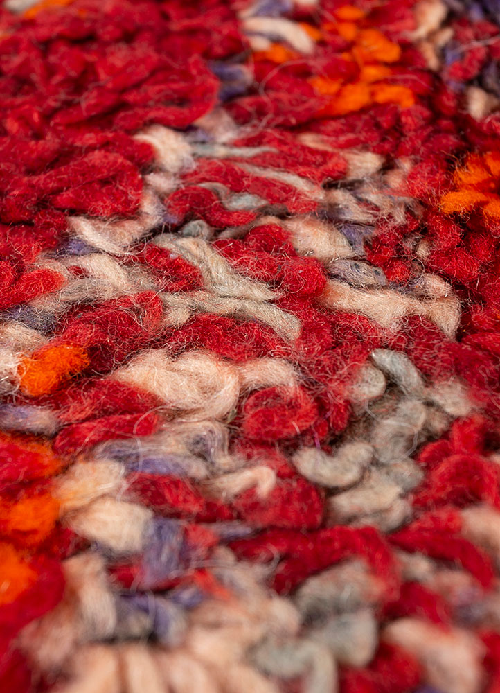 nuray red and orange wool hand knotted Rug - CloseUp