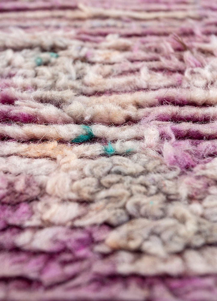nuray pink and purple wool hand knotted Rug - CloseUp