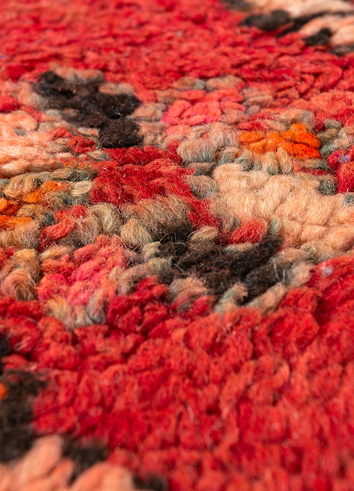 nuray red and orange wool hand knotted Rug - CloseUp