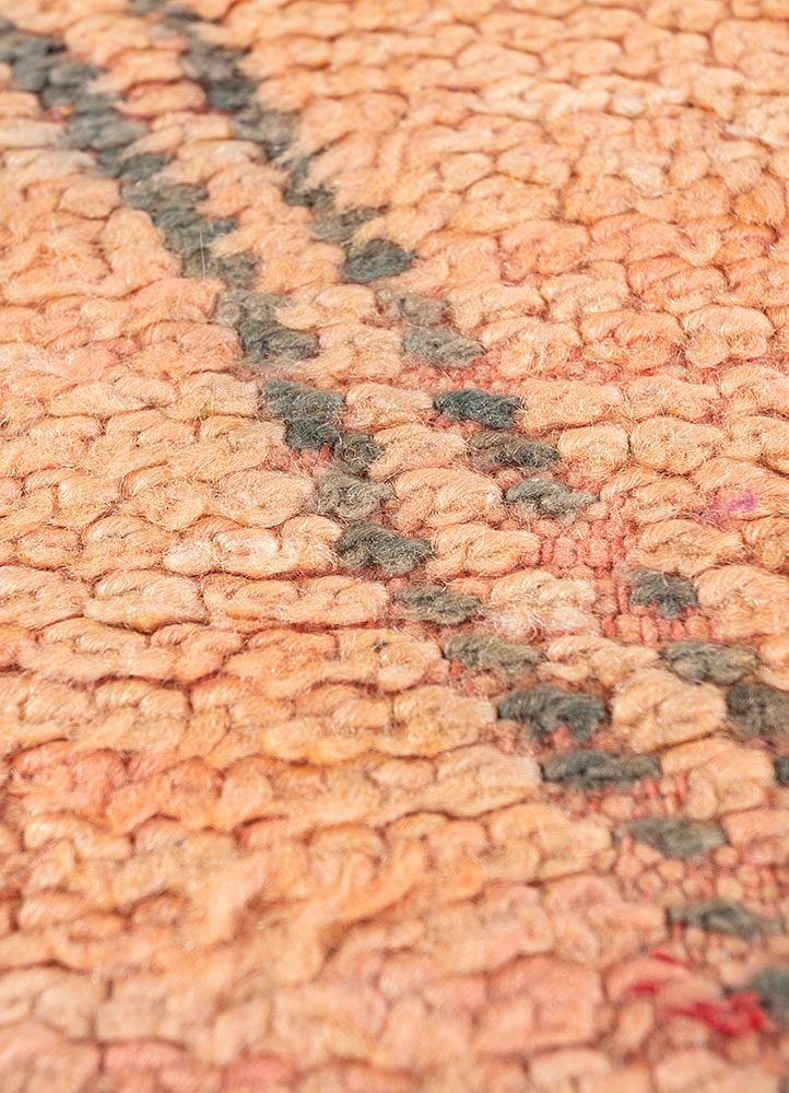 nuray red and orange wool hand knotted Rug - CloseUp