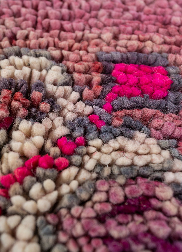 nuray pink and purple wool hand knotted Rug - CloseUp