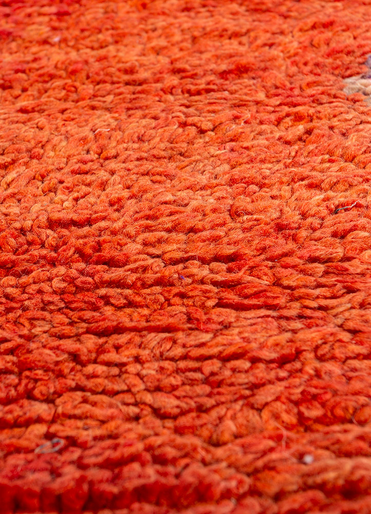 nuray red and orange wool hand knotted Rug - CloseUp