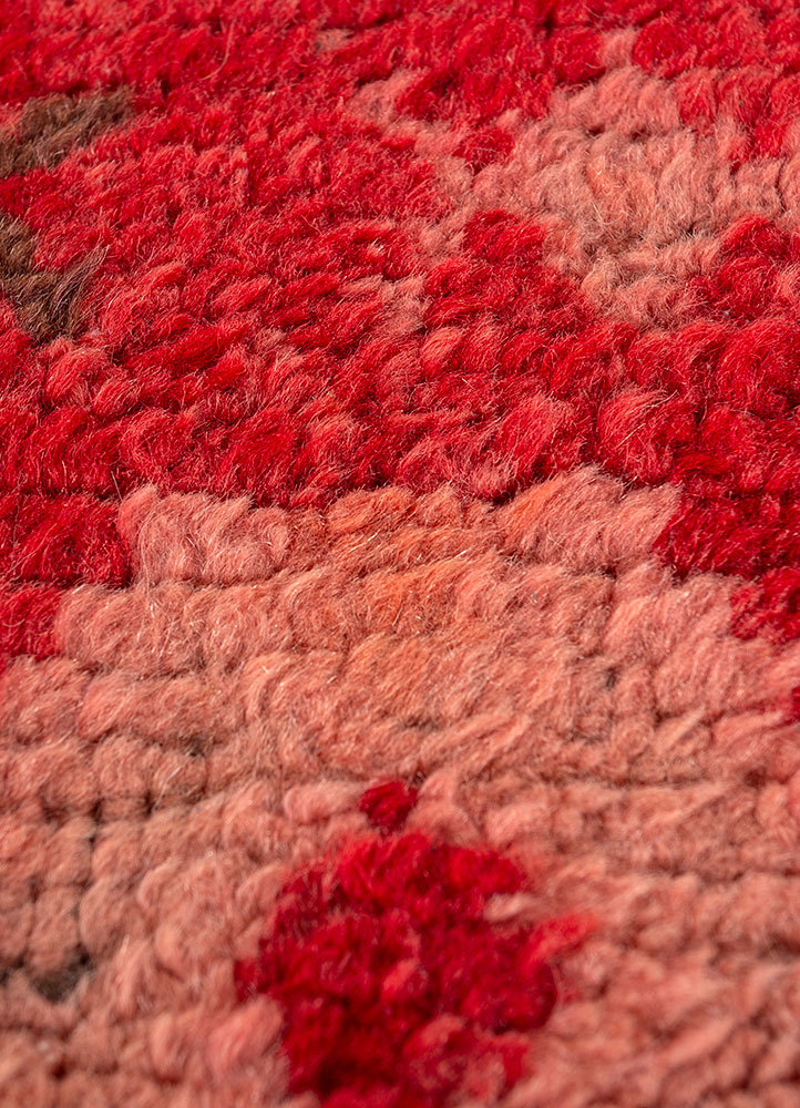 nuray red and orange wool hand knotted Rug - CloseUp