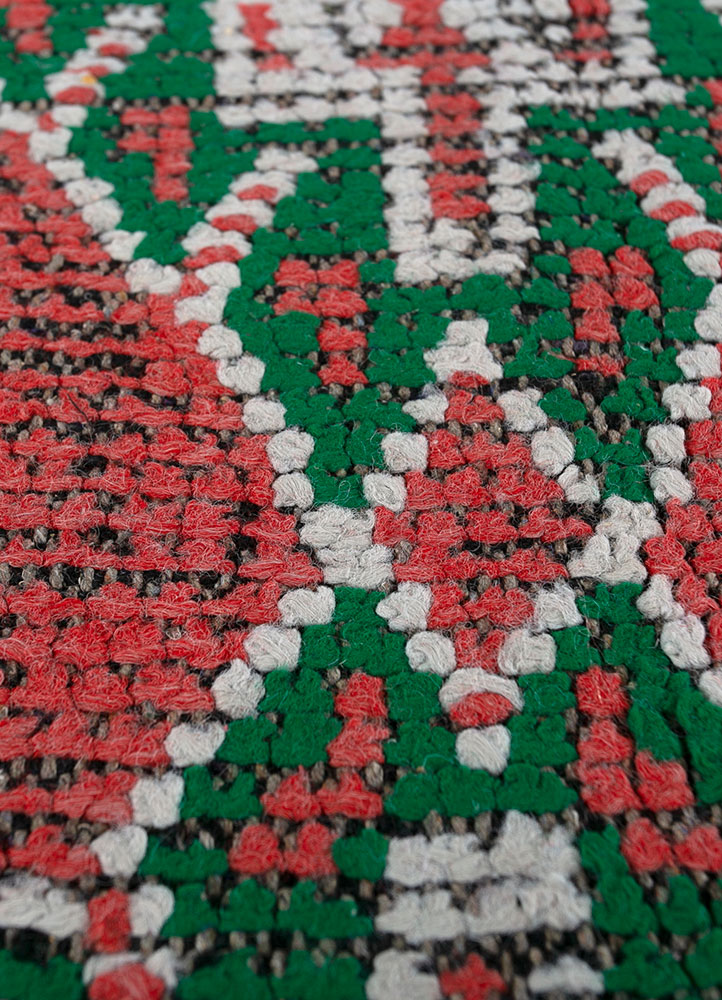 nuray red and orange wool hand knotted Rug - CloseUp
