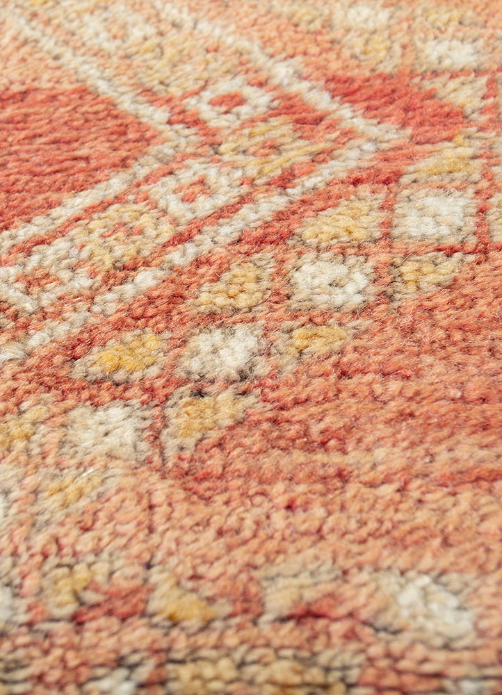 nuray red and orange wool hand knotted Rug - CloseUp