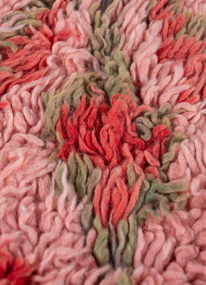 nuray red and orange wool hand knotted Rug - CloseUp