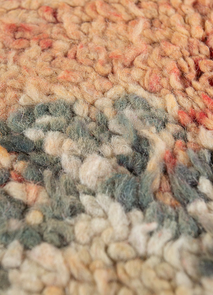 nuray red and orange wool hand knotted Rug - CloseUp