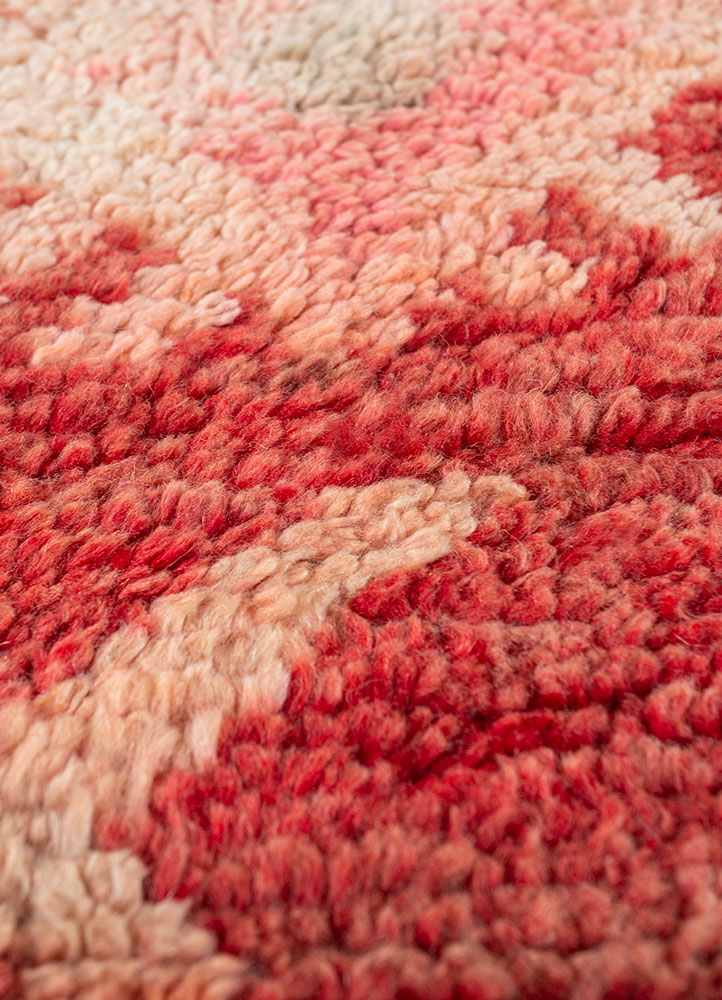 nuray red and orange wool hand knotted Rug - CloseUp