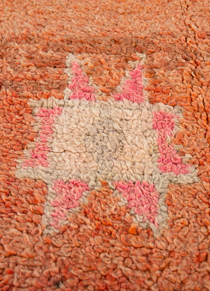 nuray red and orange wool hand knotted Rug - CloseUp