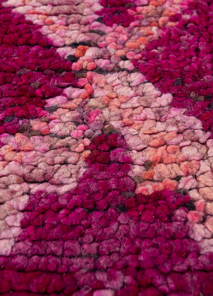 nuray red and orange wool hand knotted Rug - CloseUp