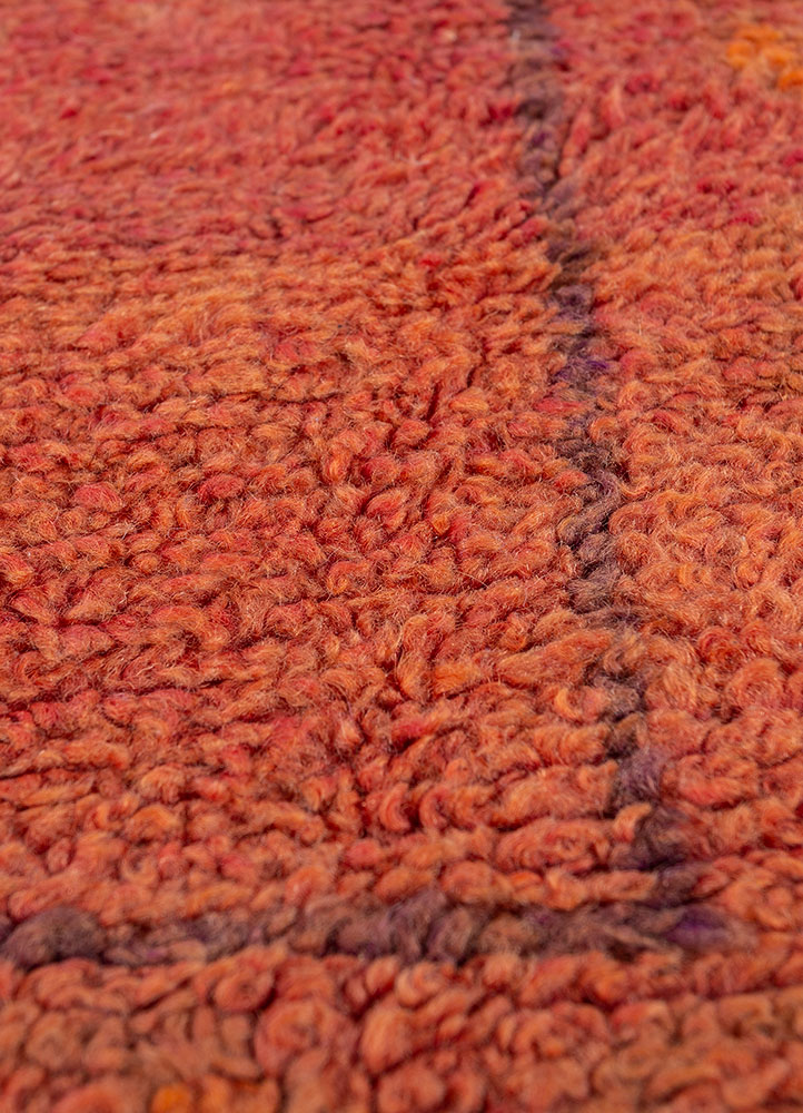 nuray red and orange wool hand knotted Rug - CloseUp