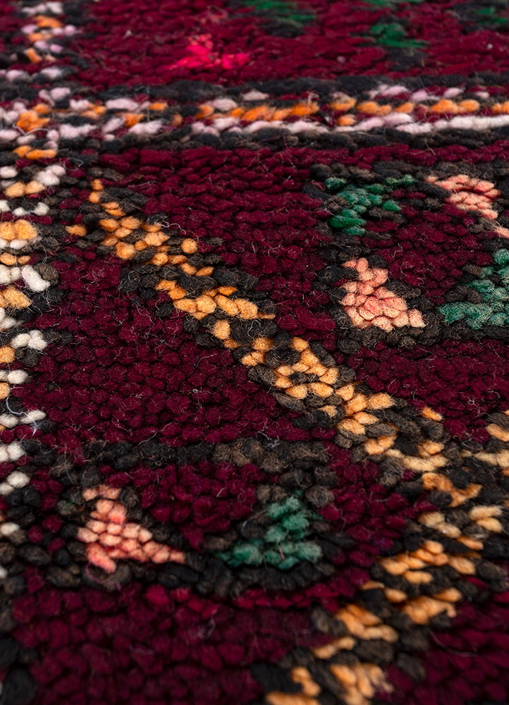 nuray red and orange wool hand knotted Rug - CloseUp