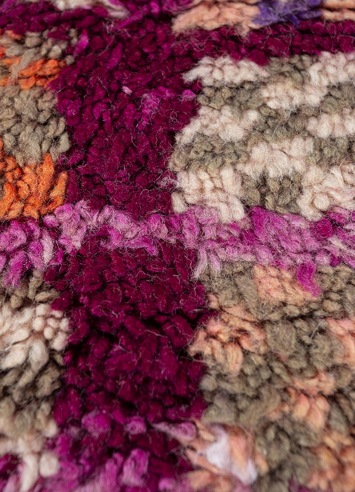 nuray pink and purple wool hand knotted Rug - CloseUp