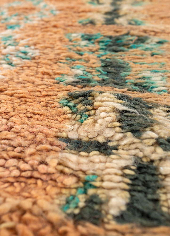 nuray red and orange wool hand knotted Rug - CloseUp
