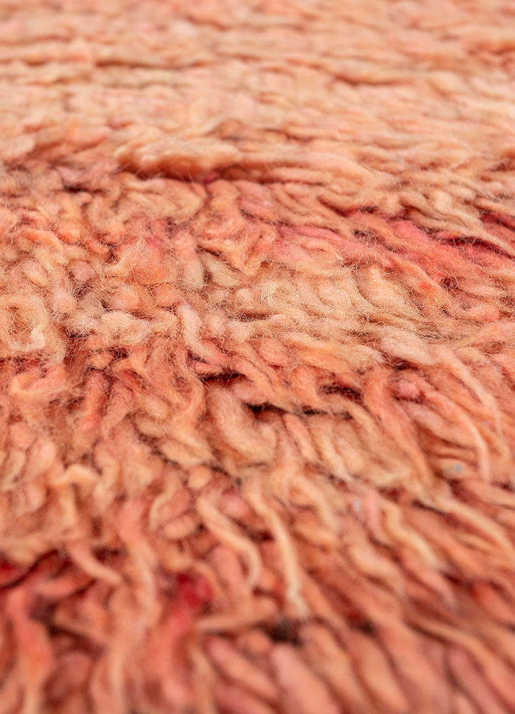 nuray red and orange wool hand knotted Rug - CloseUp