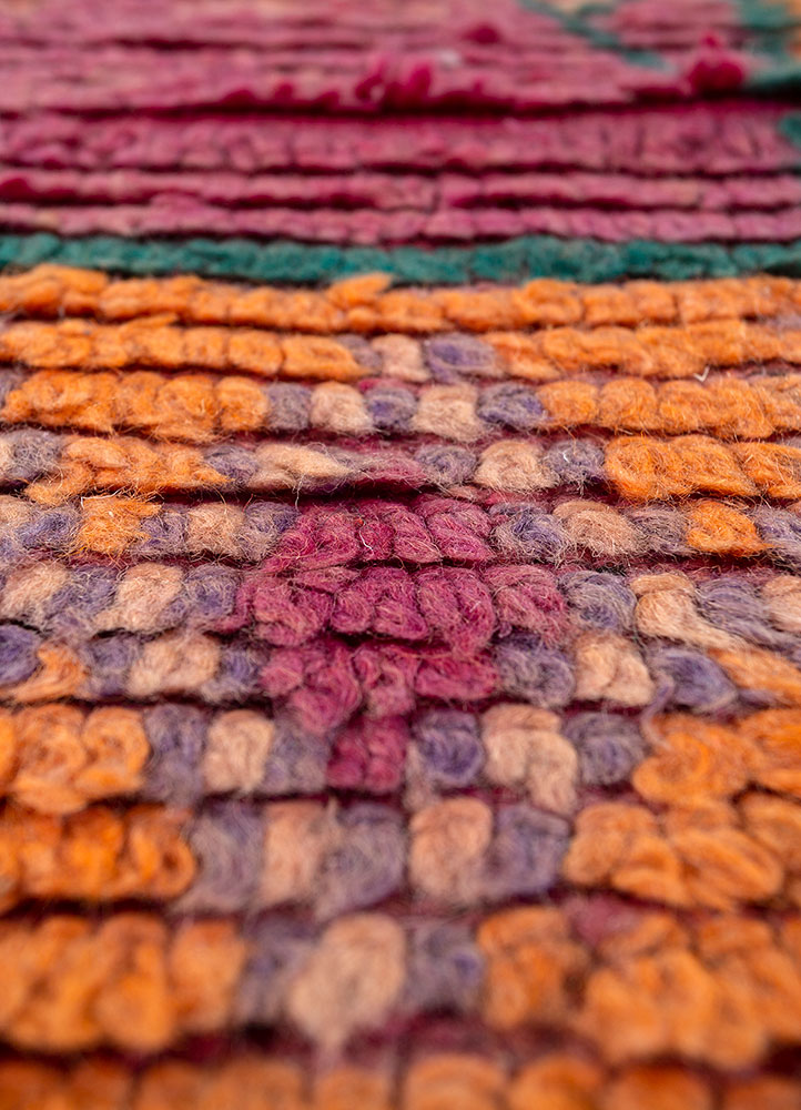 nuray pink and purple wool hand knotted Rug - CloseUp