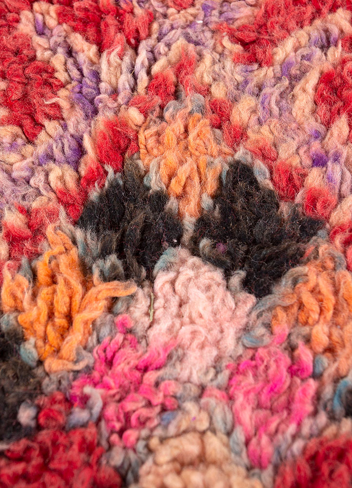 nuray red and orange wool hand knotted Rug - CloseUp