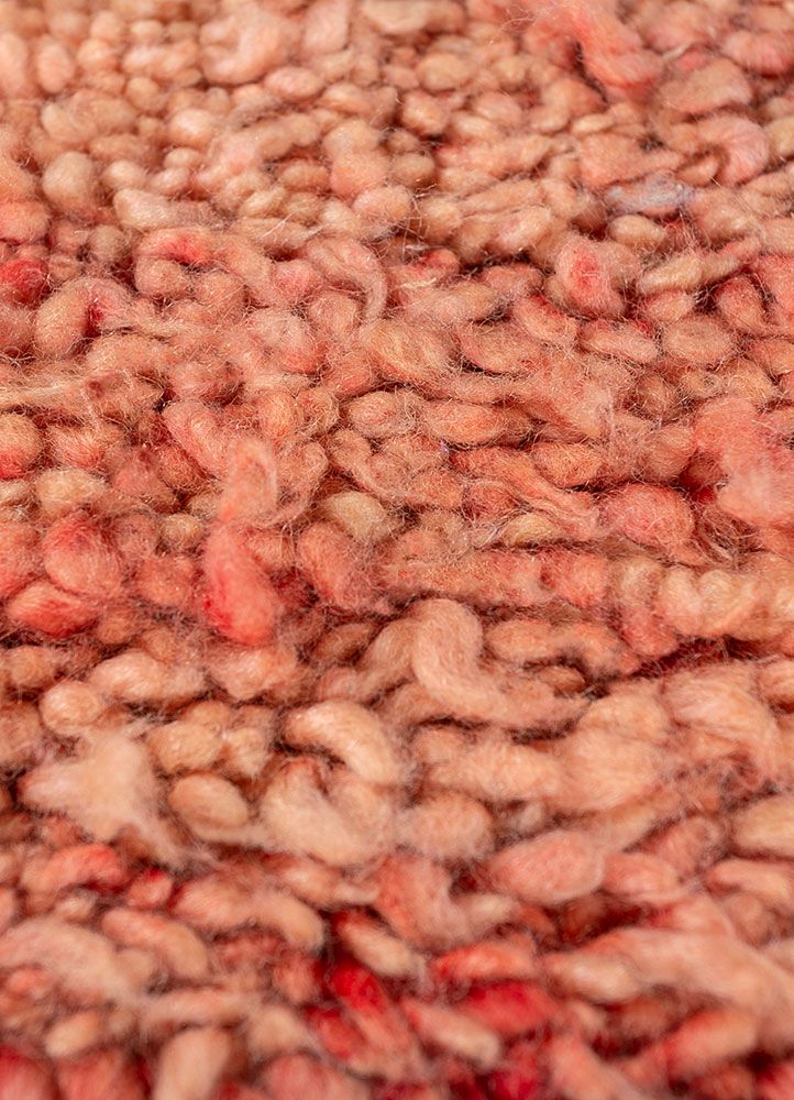 nuray red and orange wool hand knotted Rug - CloseUp