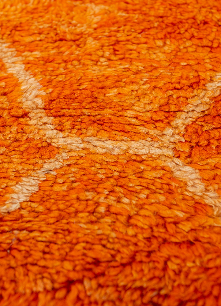 nuray red and orange wool hand knotted Rug - CloseUp