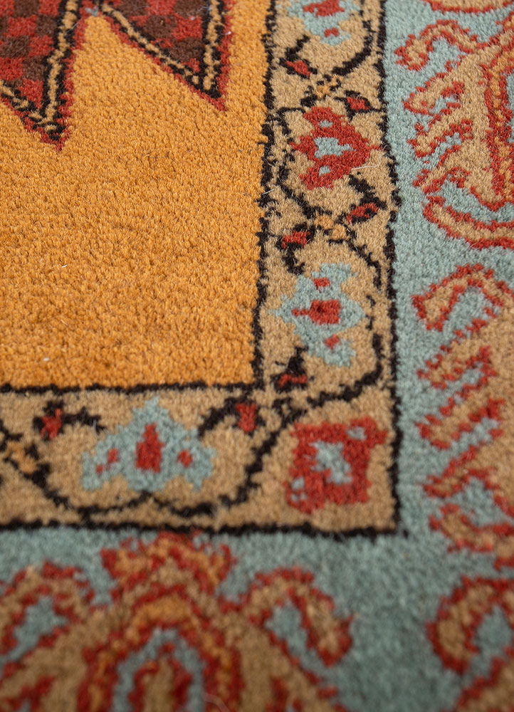 kiaan blue wool hand knotted Rug - CloseUp