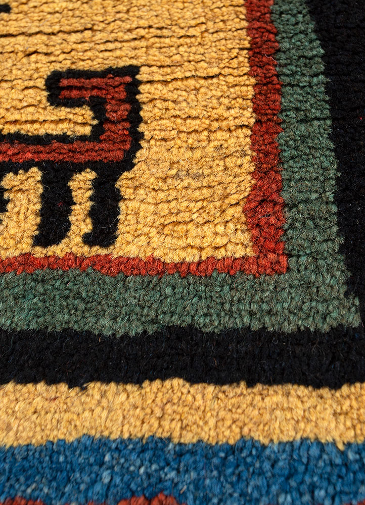 nuray red and orange wool hand knotted Rug - CloseUp
