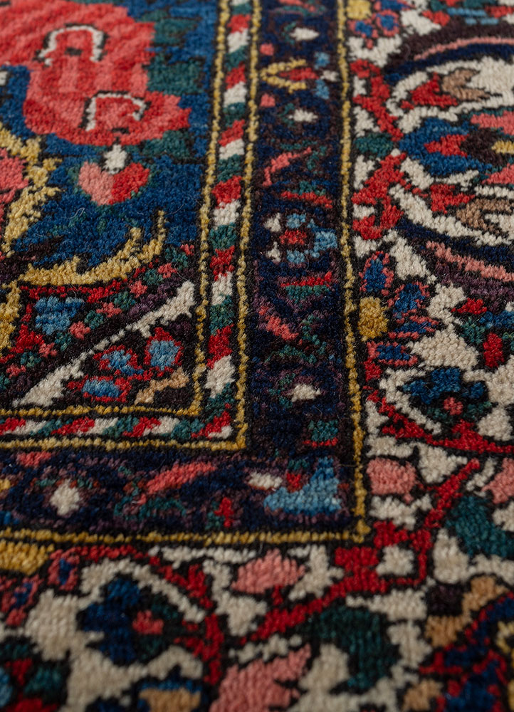 aalam red and orange wool hand knotted Rug - CloseUp
