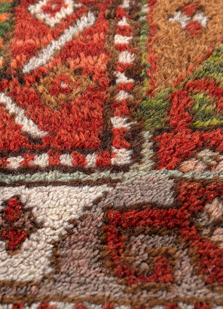 nuray beige and brown wool hand knotted Rug - CloseUp