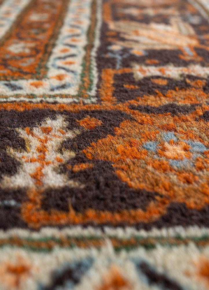 aalam blue wool hand knotted Rug - CloseUp