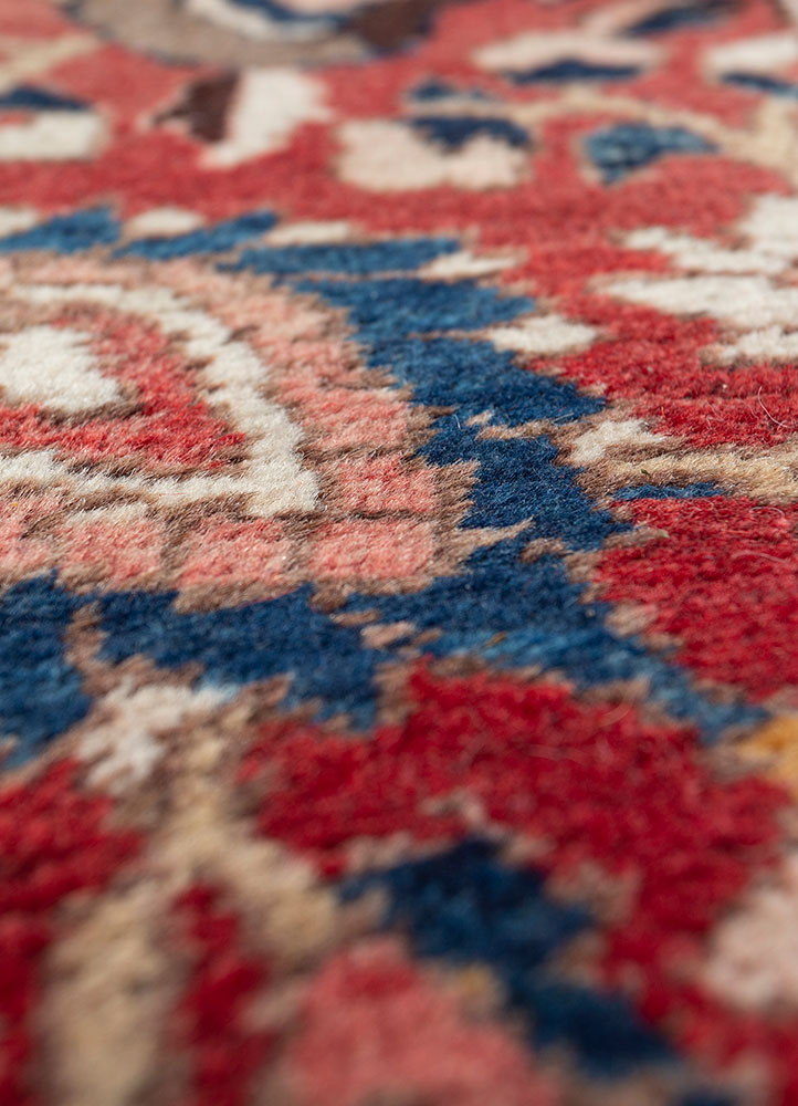 aalam blue wool hand knotted Rug - CloseUp