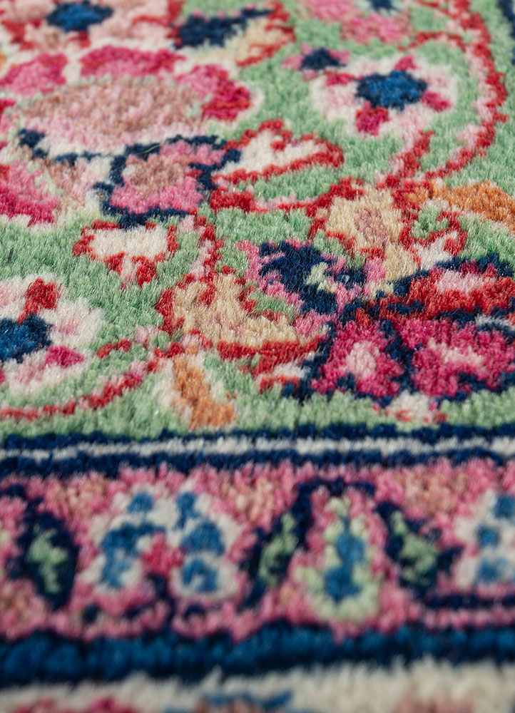aalam red and orange wool hand knotted Rug - CloseUp