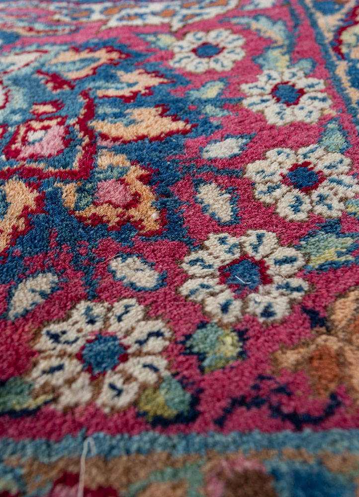 aalam blue wool hand knotted Rug - CloseUp