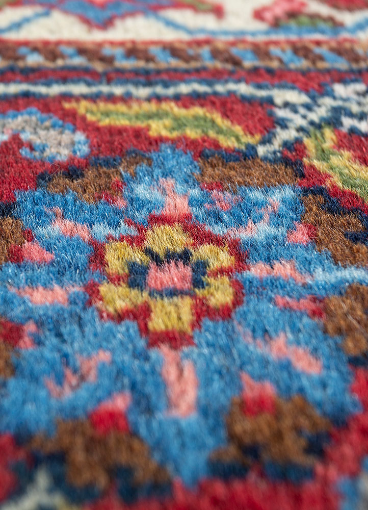 aalam blue wool hand knotted Rug - CloseUp