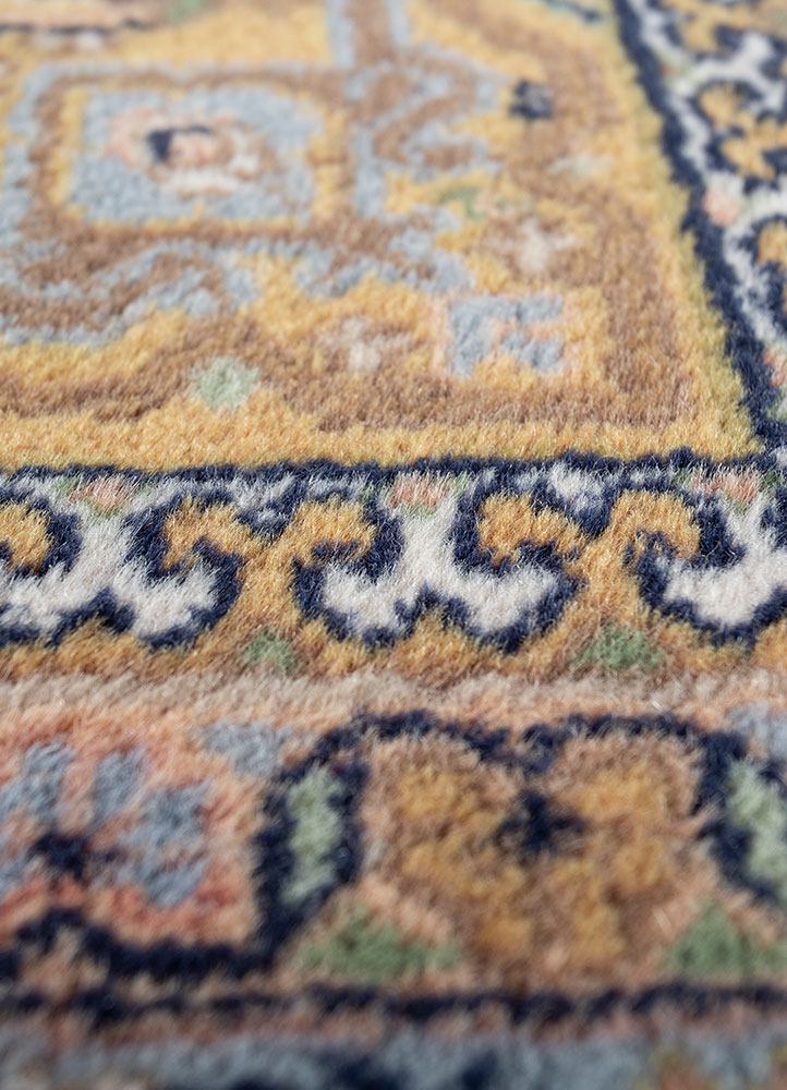 aalam blue wool hand knotted Rug - CloseUp